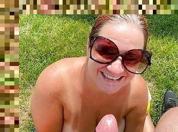 POV Outdoor Blowjob - Missy Has No Shame As She Takes Georges Thick Uncut Cock in Public