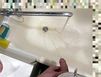 Pissing neatly in the bathroom with a big beautiful dick POV