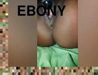 Creamy pussy Ebony masterbate and cream all over her dildo