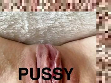 Big clit and swollen pink pussy POV close up