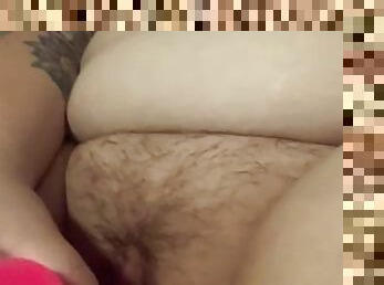 FUCKING MY FUZZY PUSSY WITH A PINK DICK