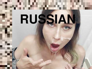 russo, pénis-grande, duplo, pov, facial, excitante, irmã, tatuagem, penetração