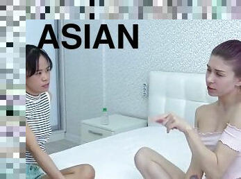 Sexy Girls Get To Know Each Other (Asian and White girl explore each other)