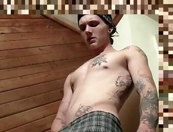 Tattooed young jock Kyd Cash smokes cigars and masturbates