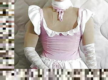 pink maid doll and her big nylon clit