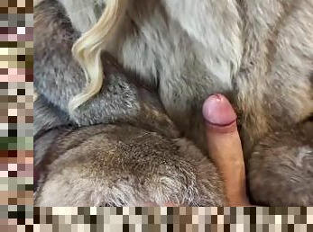 Fur Fetish Couple - Alessia is wearing a Double Furcoat, Handjob, Doggysex & Cumshot on Fur