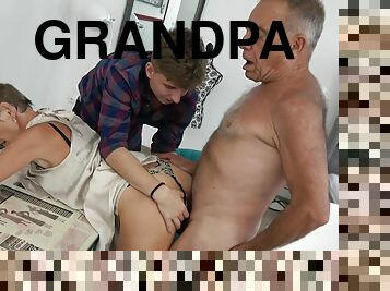 1080p Grandpa And Old Maid Fucking As Young Couple Watch