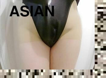 asiatique, collants, pisser, amateur, japonais, fétiche, solo