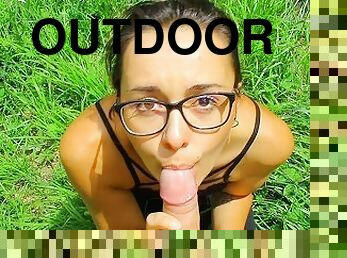 Stranger fucks me outdoors and cum on my face