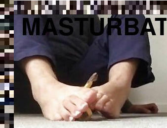 masturbation, pieds, point-de-vue, fétiche, solo, branlette-avec-les-pieds, banane