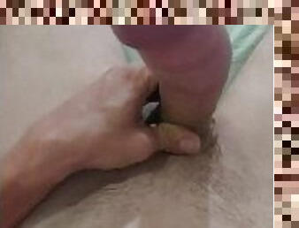 JUST 5 MINUTES AFTER STARTS JACKING OFF, PRECUM STARTS TO OOZE. UNBELIEVABLE!