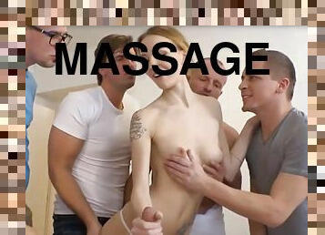 Sensual massage ending with rough gangbang sex