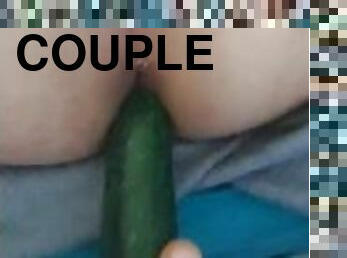 Couple enjoy anal play with cocumber Preview