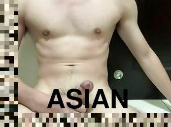 asiatisk, gigantisk, masturbation, amatör, cumshot, tonåring, avrunkning, juckande, sprut, ensam