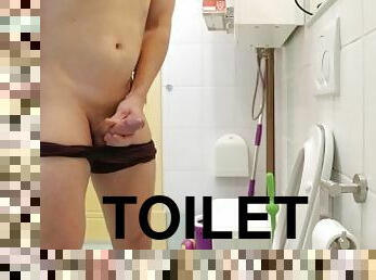 Hid in the Toilet to Masturbate. Beautiful Dick