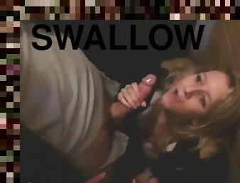 Swallowing cum in public toilet