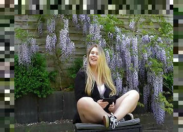 Hard Fuck In The Garden After Reading Sex Book!