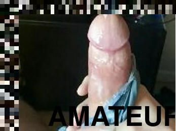 amateur, ejaculation-sur-le-corps, énorme-bite, branlette, culotte, ejaculation, solo, bite