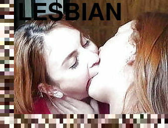 cur, lesbiana, latina, roscata, sarutand, sugand