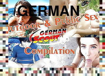 store-pupper, utendørs, offentlig, stor-pikk, tysk, compilation, engel, vagina, pupper
