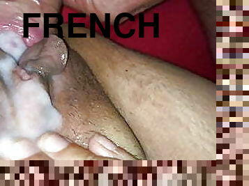 fisse-pussy, kone, hjemmelavet, creampie, fransk, par, sperm