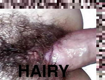 Fucking a hairy pussy in missionary