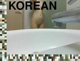 asia, mandi, mastubasi, orgasme, amatir, mandi-shower, seorang-diri, korea