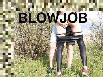 Forest blowjob. Leggins. Walk