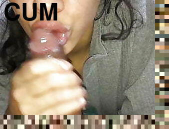 Cumshots in the mouth of a Latina