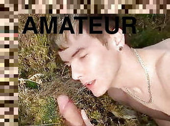 en-plein-air, amateur, fellation, énorme-bite, gay, couple, minet, sucer