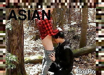 asiatisk, masturbation, smal, anal, avsugning, gigantisk-kuk, gay, twink, sugande, vild