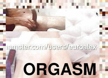 orgasme, kæmpestor-pik, par, webcam, hanrej, pik