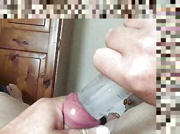 Plastic bottle in foreskin 