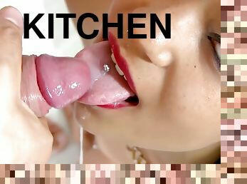 Girl Surprise Boyfriend Fucking In Kitchen Then Takes Over