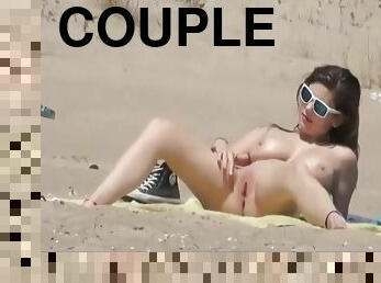 nudiste, amateur, gangbang, cam, couple, plage, voyeur, trio