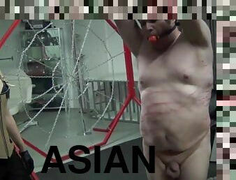 Cruel whipping and punishment by sadistic asian mistress