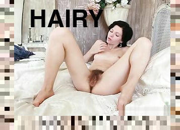 Adorable hairy Russian slut in hot masturbation sex video