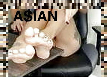 asiático, compilação, pés, fetiche