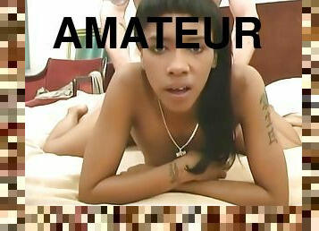 amateur, ébène, interracial, couple, sur-le-visage