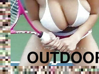 gros-nichons, en-plein-air, sport, babes, tennis, brunette