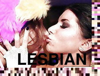 Romi and Dani lesbian black-light fun