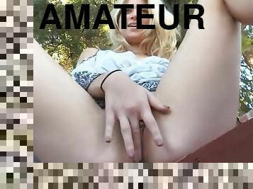 masturbation, utomhus, amatör, leksak