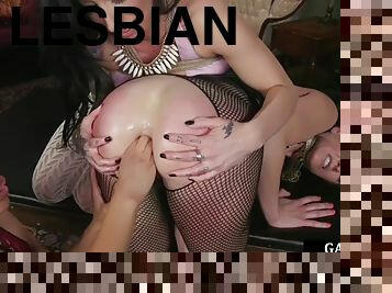 anal, laski, lesbijskie, zabawka, grubi, 3kąt, dupa, brunetka, pokazywanie