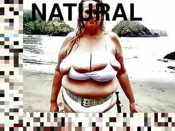 pakaļa, lielās-krūtis, resna, milzīgs, bbw, pludmale, apaļš, naturāls, bumbulīši, bikini