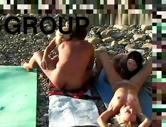 zunaj, javno, svingerji, camera, skupinski-seks, plaža, potovanje, četvorček