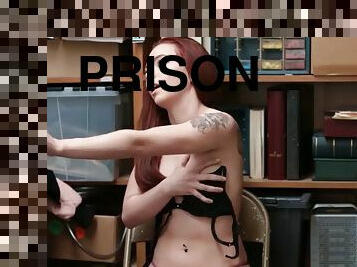 Tattooed redhead thief uses her pussy to escape jail Cassidy Michaels