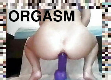Orgasm Riding Huge Dildo Up Ass