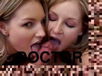 Two horny girls ravish a dirty doctor