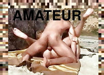 en-plein-air, amateur, anal, fellation, énorme-bite, gay, couple, plage