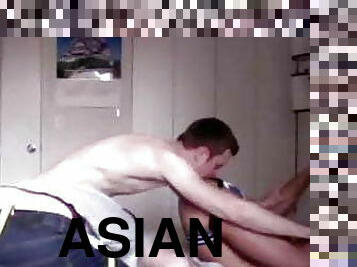 asiatisk, amatør, anal, stor-pikk, interracial, homofil, hvit, twink